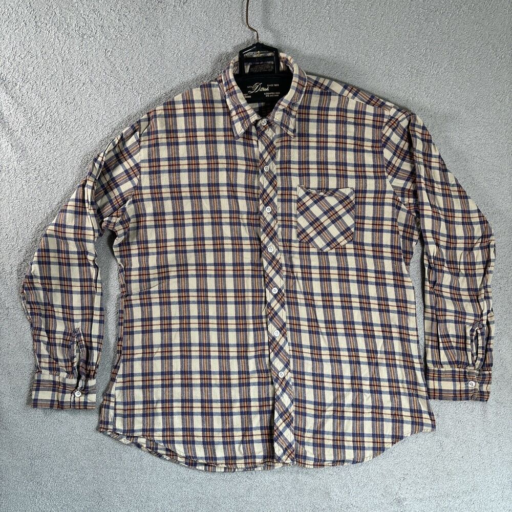 Vintage Hudson’s Men’s‎ Store Plaid Flannel Shirt Men’s Size XL Blue Red Tan